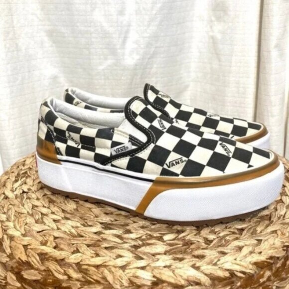 VANS Era Stacked Checkerboard Slip On Canvas Shoes - Picture 1 of 6